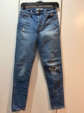 Levi's Blue Denim Jeans with Tan Leather Patch